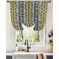 thumbnail image 3 of Yellow Navy Blue Geometric Tie Up Curtains for Kitchen Bathroom Bedroom Windows 45 Inch Length, Southwestern Ethnic Boho Balloon Drape Curtains Shade Rod Pocket Drapery Curtain Panel, 42"x54", 3 of 7