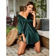 thumbnail image 5 of Women's Satin Nightshirt Button Down Sleepshirt Silk 3/4 Sleeve Nightgown Boyfriend Notch Collar Sleepwear S-XXL, 5 of 7