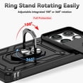 thumbnail image 6 of Dteck for Motorola Edge 2025 Case with Camera Slide Cover,Magnetic Ring Holder Kickstand Shockproof Protective Phone Cover with Screen Protector,Black, 6 of 7
