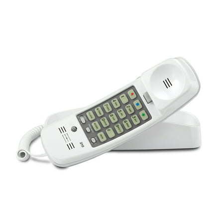 AT&T 210 Corded Trimline Phone with Speed Dial and Memory Buttons, (Best Two Line Corded Phone)