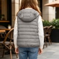 thumbnail image 4 of BLVB Boys Girls Hooded Puffer Vest Winter Lightweight Sleeveless Cute Ears Zipper up Jacket Waistcoat for Kids(Gray,6-7 Years), 4 of 9