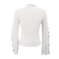 thumbnail image 4 of Weikingp Womens Bell Sleeve Tops，Cowl Neck Tops for Women Long Sleeve Shirts for Women Oversized Workout Shirts for Women Smocked Tops Women Workout Tops for Women White XL, 4 of 9