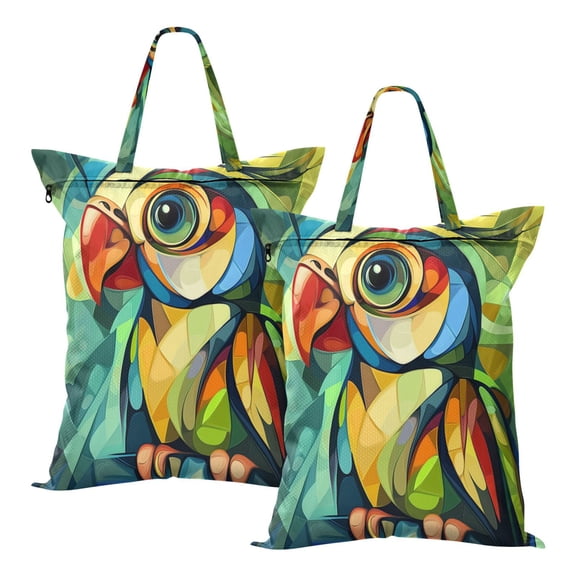Wobogo Abstract Mini Parrot Travel Laundry Bag Dirty Clothes Organizer Top Handle Strap Design Suitable for Beach Camping Dormitory Bathrooms