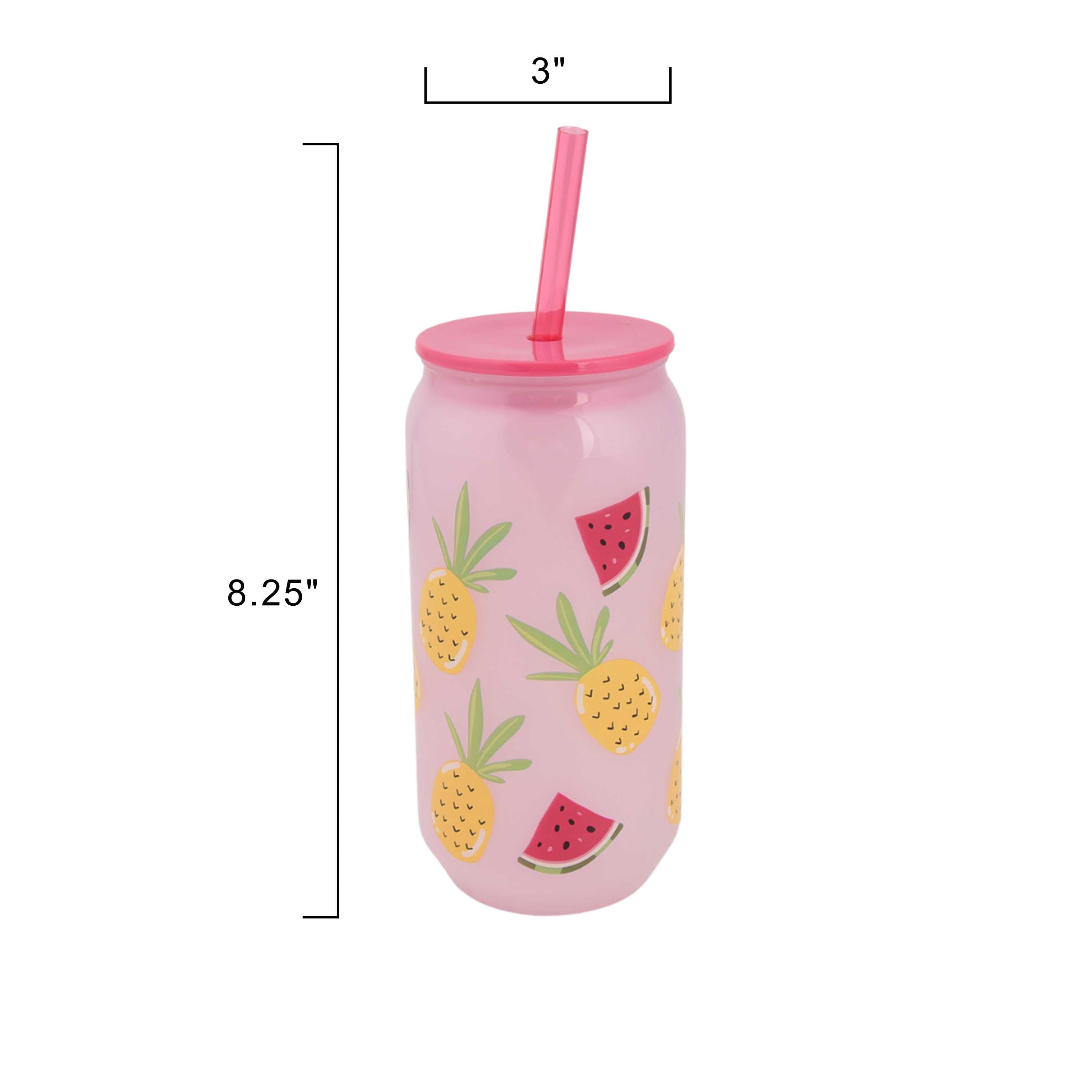 Mainstays 20-Ounce Color-Changing Acrylic Can Shape Tumbler, Assorted Fruit Print