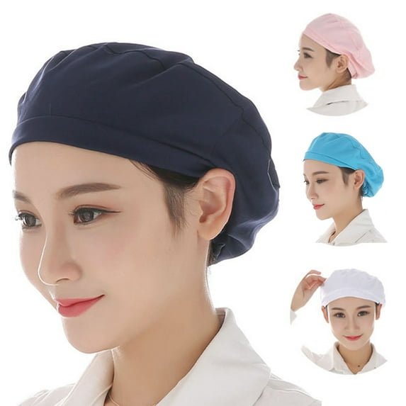 D-GROEE Women Bakery Chef Hat Catering Working Cotton Hat Breathable Dust-proof Kitchen Cap