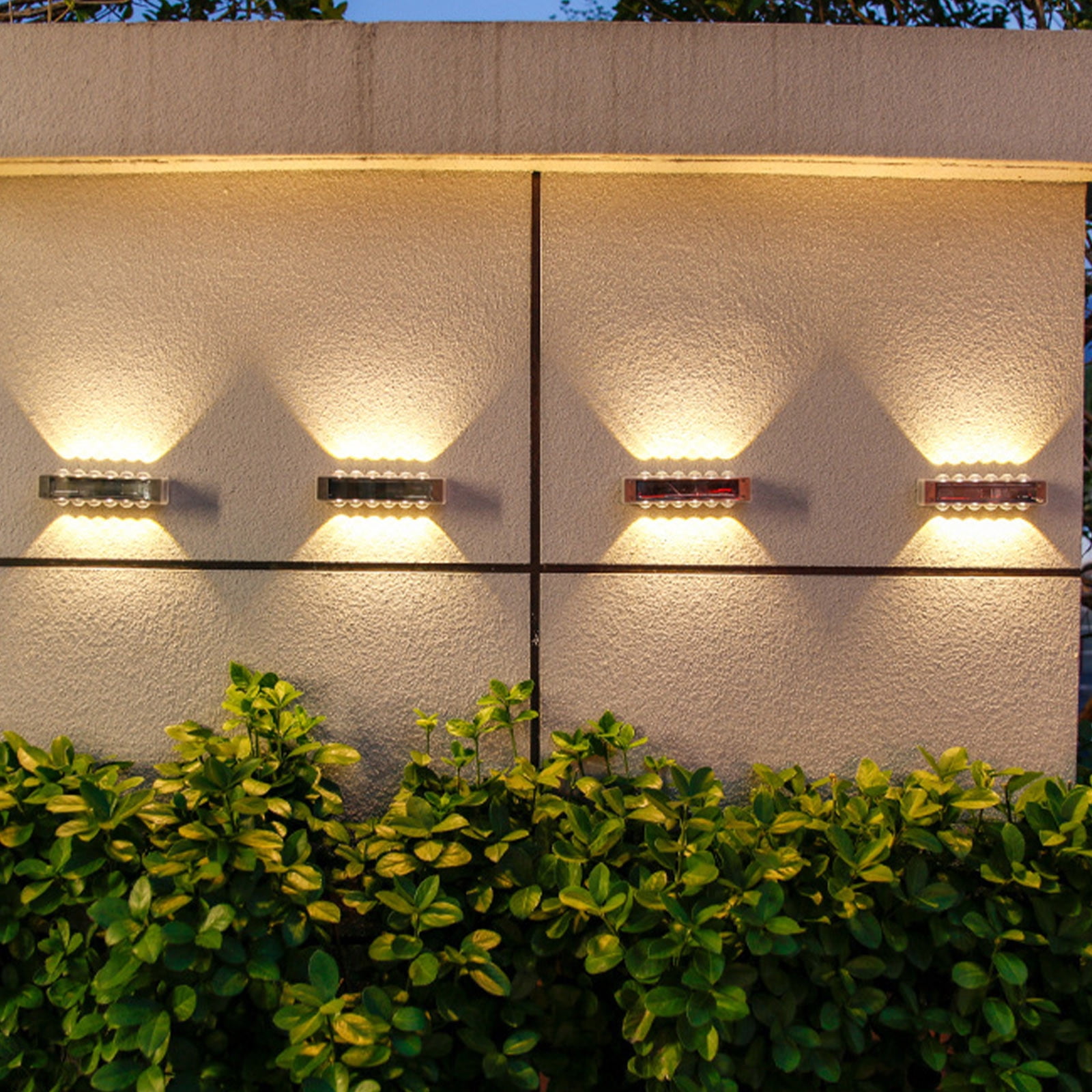 Outdoor Solar Wall Lights, Waterproof Exterior Lighting Fixtures, 12 Led Up and Down Illumination for Garden, Patio, Fence, Pathway, 4-Pack