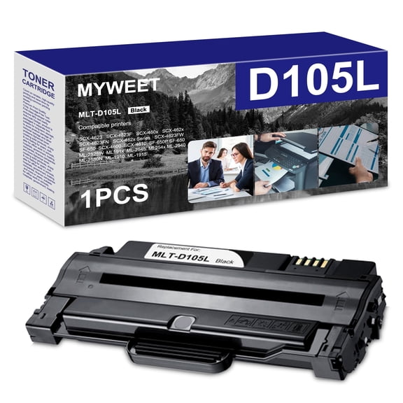 MLT-D105L 1 Pack Black Toner Cartridge High Yield Compatible for Samsung 105L MLTD105L MLT D105L for ML-2525W ML-2545 ML-1915 SCX-4623FW SCX-4623FN SF-650 SF-650P Printer Ink