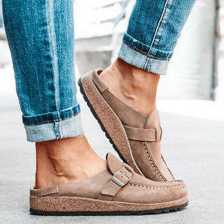 

Women‘s Retro Buckle Decor Suede Slippers Casual &Comfy Flat Clogs Women‘s Footwear