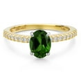 thumbnail image 3 of Gem Stone King 14K Two Tone Gold Green Chrome Diopside and Lab Grown Diamond Engagement Ring for Women | 1.36 Cttw | Oval 8X6MM | Gemstone Birthstone | Size 5, 3 of 6