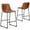 Brown, variant on CONCETTA Bar Stools Set of 2, Counter Height Bar Stools with Back, 26 Inch Armless Industrial Faux Leather Barstools with Metal Legs and Footrest for Home Office Kitchen