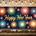 thumbnail image 3 of Balloon Design Happy New Year Banner Gift Box Glitter Decor Festive Backdrop for Holiday Party Event Celebration, 3 of 9
