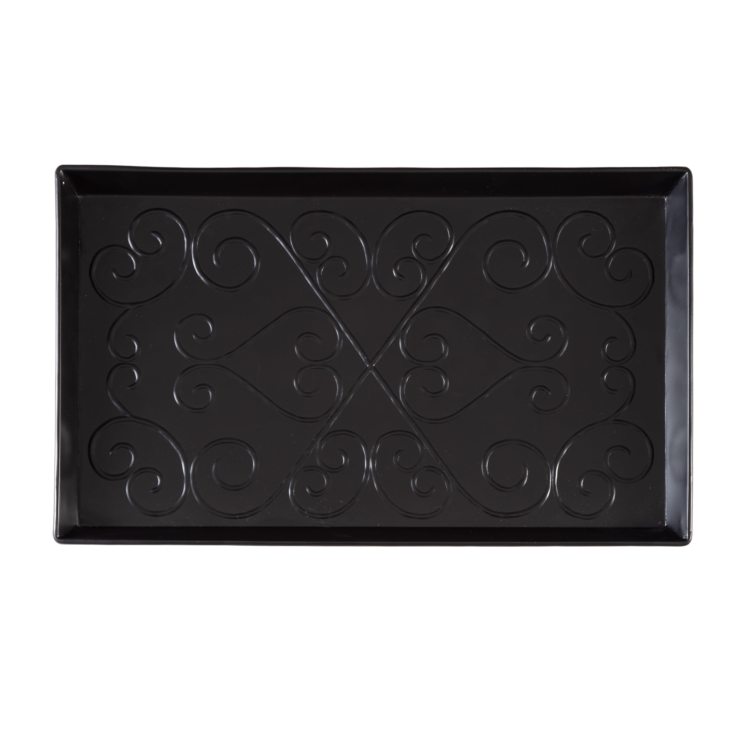 Black Metal Boot Tray with Trellis Coir and Rubber Insert