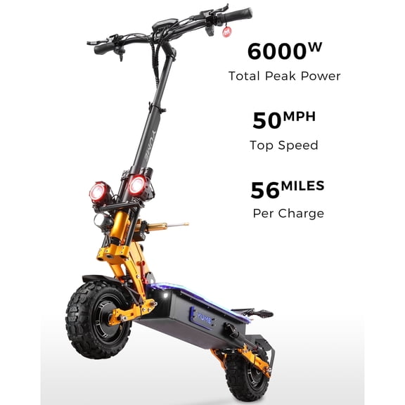 M YUME SCOOTER X11 Electric Scooter for Adults 6000W Dual Motors,Speed 50Mph,56Miles Long Range E-Scooter with 11" Off Road Tires