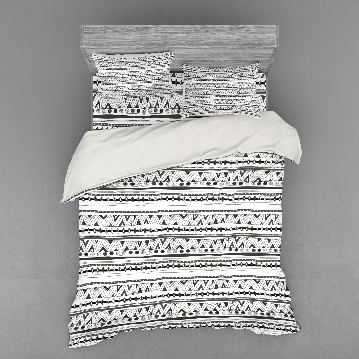 Tribal Duvet Cover Set, Primitive Aztec with Circles Triangles Tribal