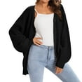 thumbnail image 3 of Women Chunky Knit Cardigan Long Sleeve V Neck Button Up with Pocket Sweater Coat for Fall and Winter Black S, 3 of 9