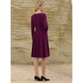 thumbnail image 5 of DARING DIVA Long Sleeve Pleated Crew Neck Belted A-Line Dress M Purple, 5 of 6