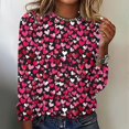 thumbnail image 2 of Valentines Day Long Sleeve Shirts for Womens Cute Heart Print Basic Tee Classic Crewneck Blouse Top, 2 of 4