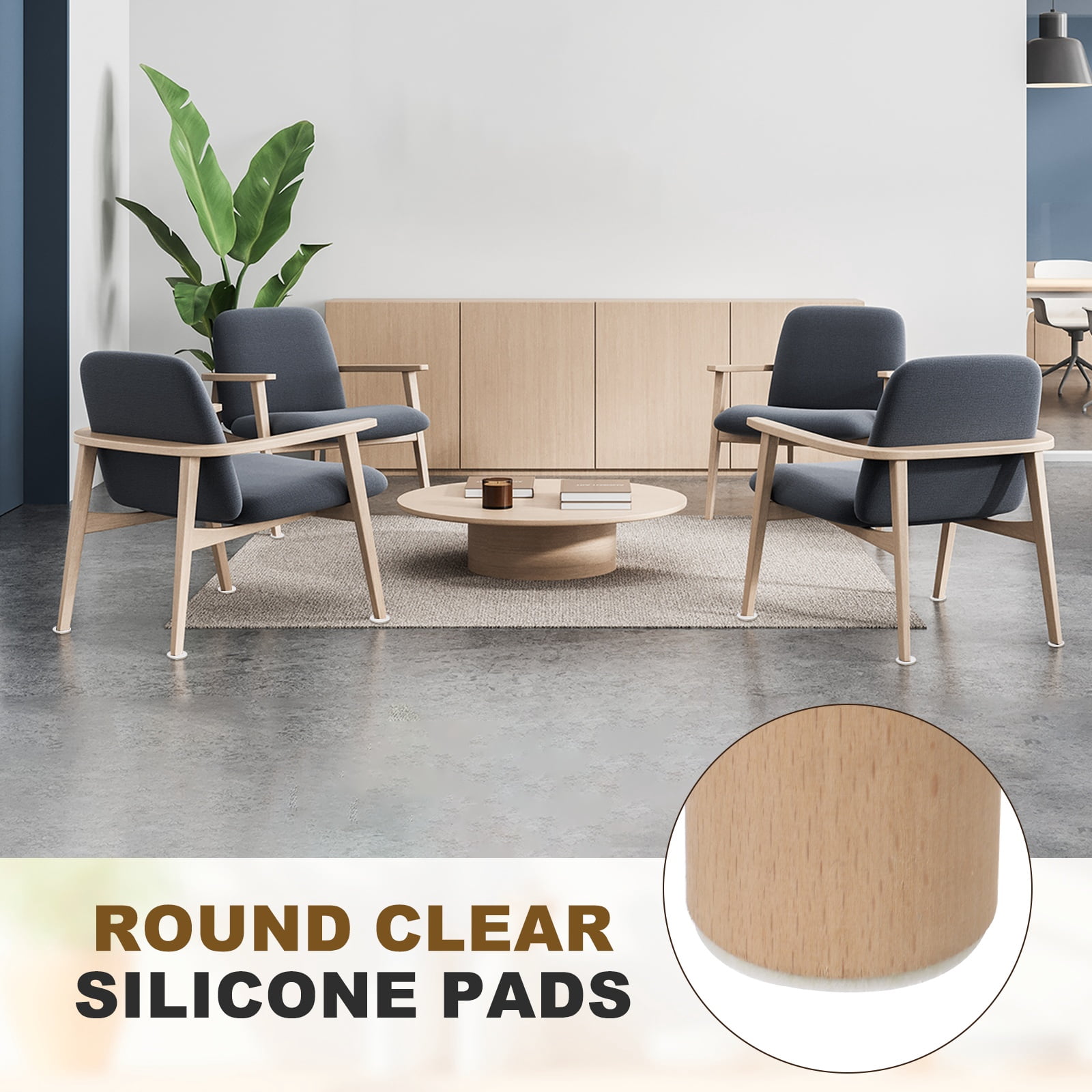 Uxcell 8Pcs Non Slip Furniture Pads, 8.5" Round Self Adhesive Felt Bumpers Noise Reducing Furniture Feet Floor Protector for Chairs Tables Furniture Legs (White 0.2" Thick)