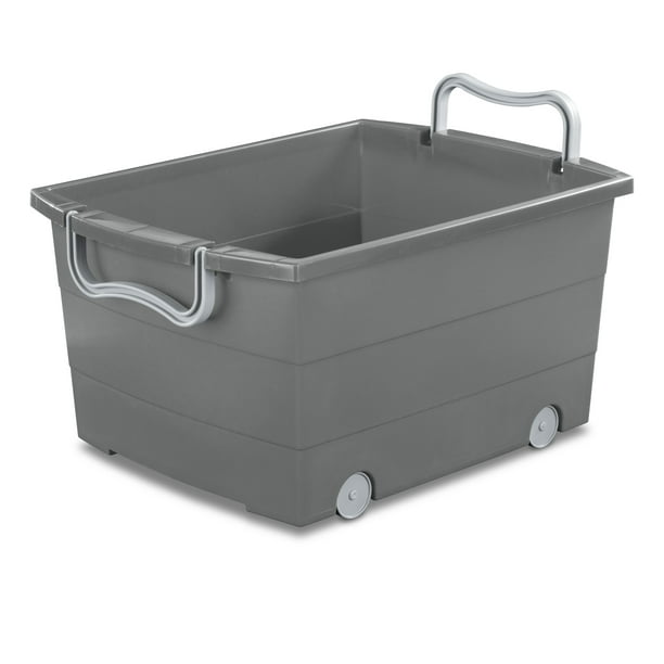 Your Zone Wheeled Stacking Bin Gray, Stackable Storage Bins On Wheels