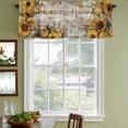 thumbnail image 3 of 2 Pack Farmhouse Sunflower Valances for Windows Bedroom Living Room Window Treatments, Vintage Daisy Butterflies Rustic Wood Rod Pocket Valance Drapes Short Kitchen Curtains Over Sink 60"x18", 3 of 8