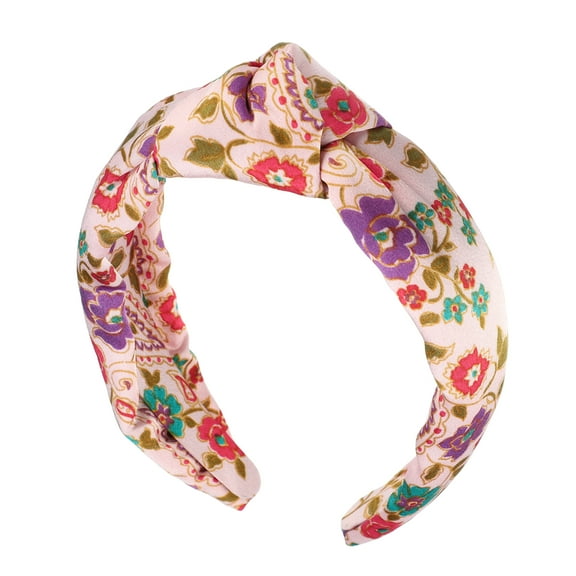 Unique Bargains Floral Pattern Knotted Headband Classic Casual Style Headband for Women Girl Pink 5.20"x2.36"