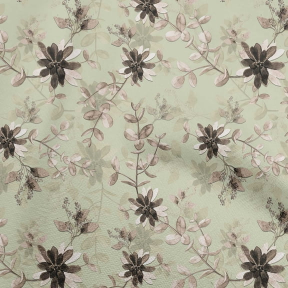 oneOone Polyester Spandex Greenish Beige Fabric Florals Dress Material Fabric Print Fabric By The Yard 56 Inch Wide