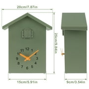 JTWEEN Minimalist Cuckoo Clock,Modern Cuckoo Wall Clock,Birdhouse Cuckoo Clock with Bird Voices Call Wall Art Home Living Room Kitchen Office Decoration (Green)