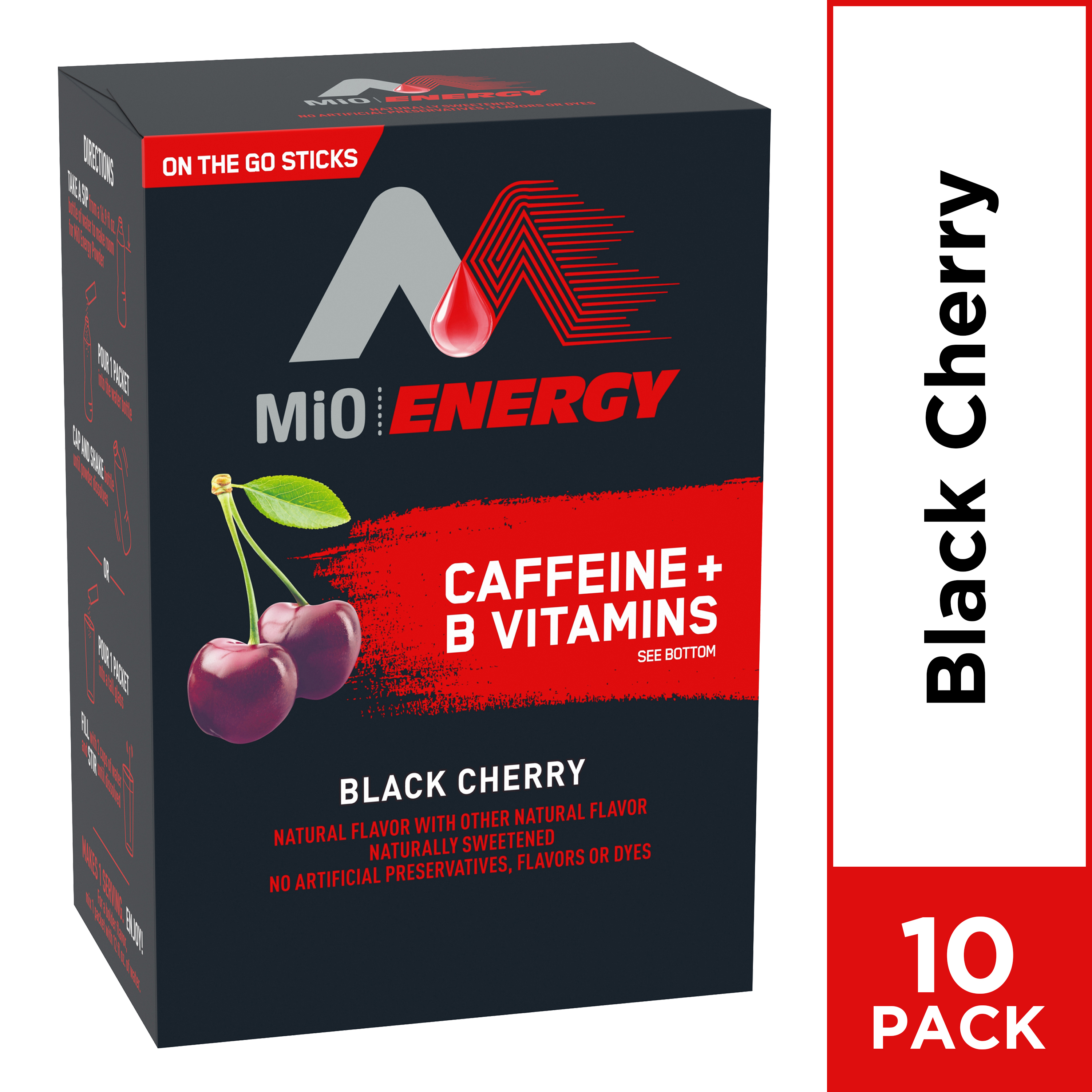 MiO Energy OnTheGo Powdered Drink Mix, Black Cherry, 5.3oz Box, Pack
