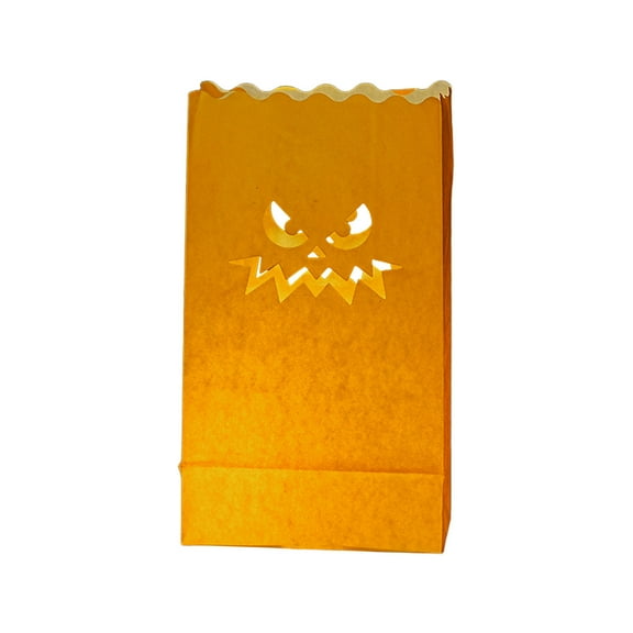 SLYNSHome Halloween Luminary Bags,Flame Resistant Candle Bags Pumpkin Lantern Tea Light Candle Holders for Halloween Party Decorations