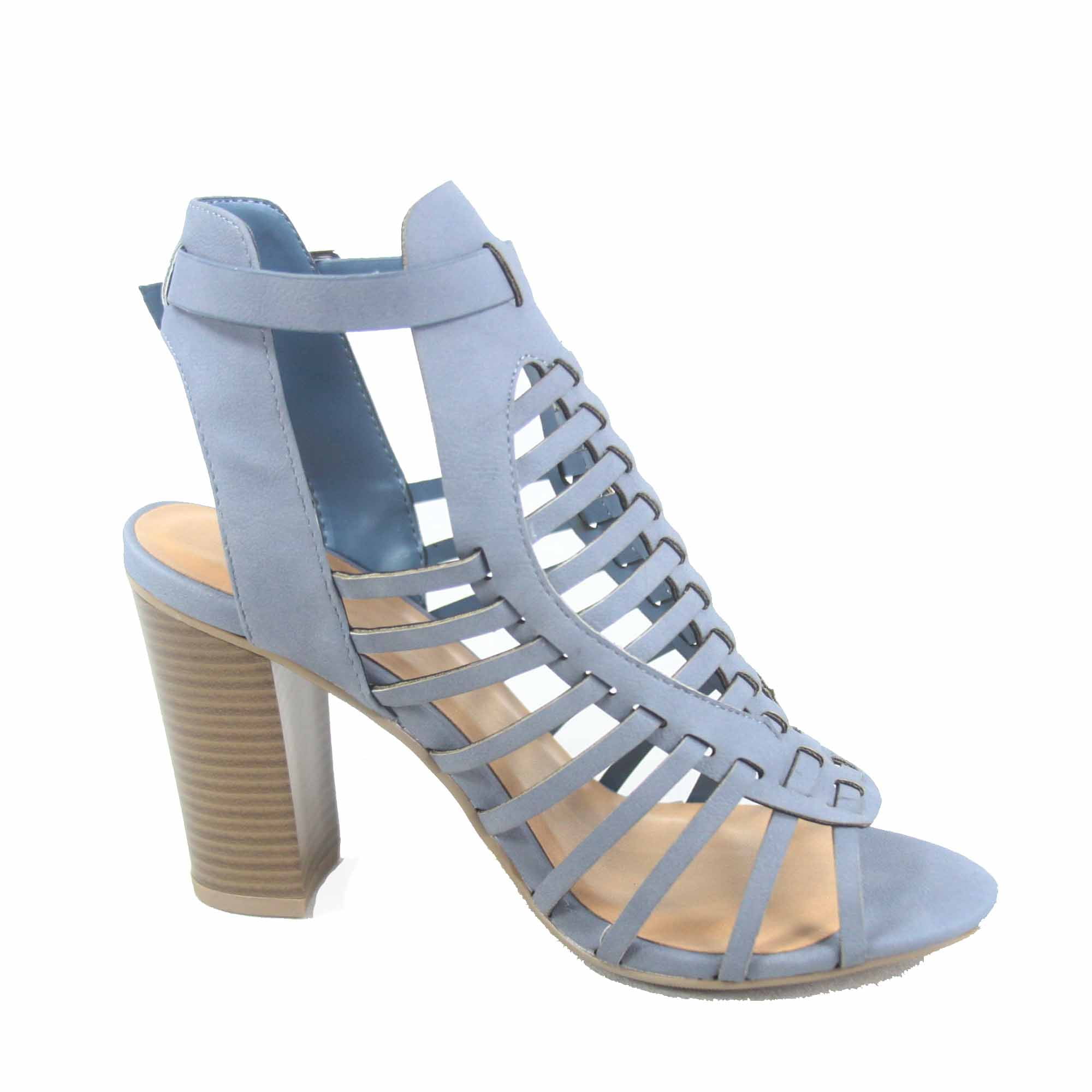 Soda Women's Chunky Heel Strappy Ankle Strap Buckle Sandal Shoes