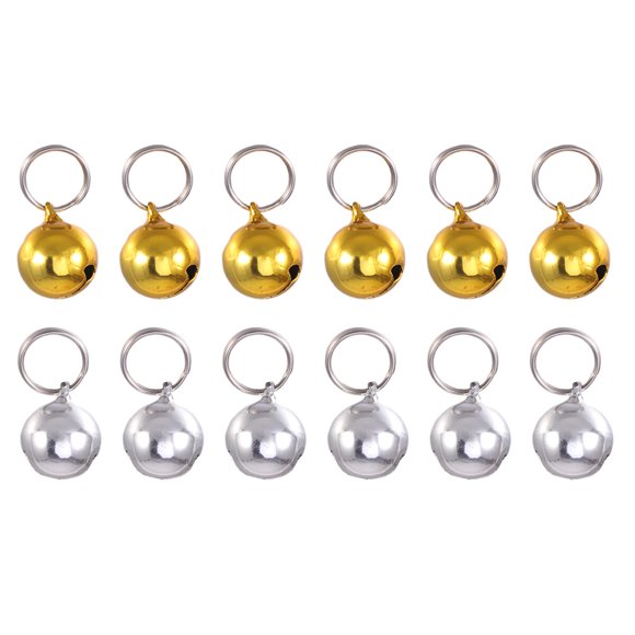 12 Pcs Pet Small Bells Loose Beads Jingle Bells Pet Cat Puppy Dog Bells for Collar Christmas Party DIY Crafts Accessories (Golden+Silver, 18mm)