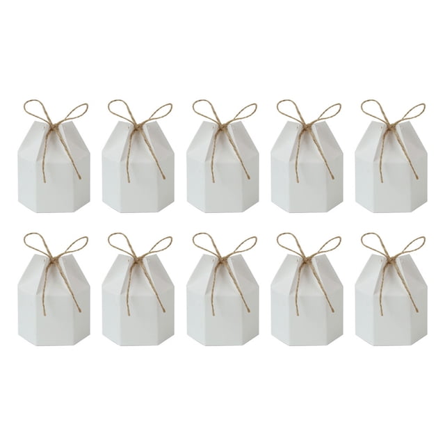 Qarigey Caja de regalo de 50 piezas, contenedor de embalaje, artesanía de papel, recuerdo de fiesta de boda, cajas hexagonales para dulces, Ropa, zapatos y accesorios Miscelánea Blanco