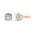 thumbnail image 2 of 2 Ct Round Cut Studs White Sapphire 14K Rose Solid Solid Gold Everyday Dainty Earrings Screw Back, 2 of 7