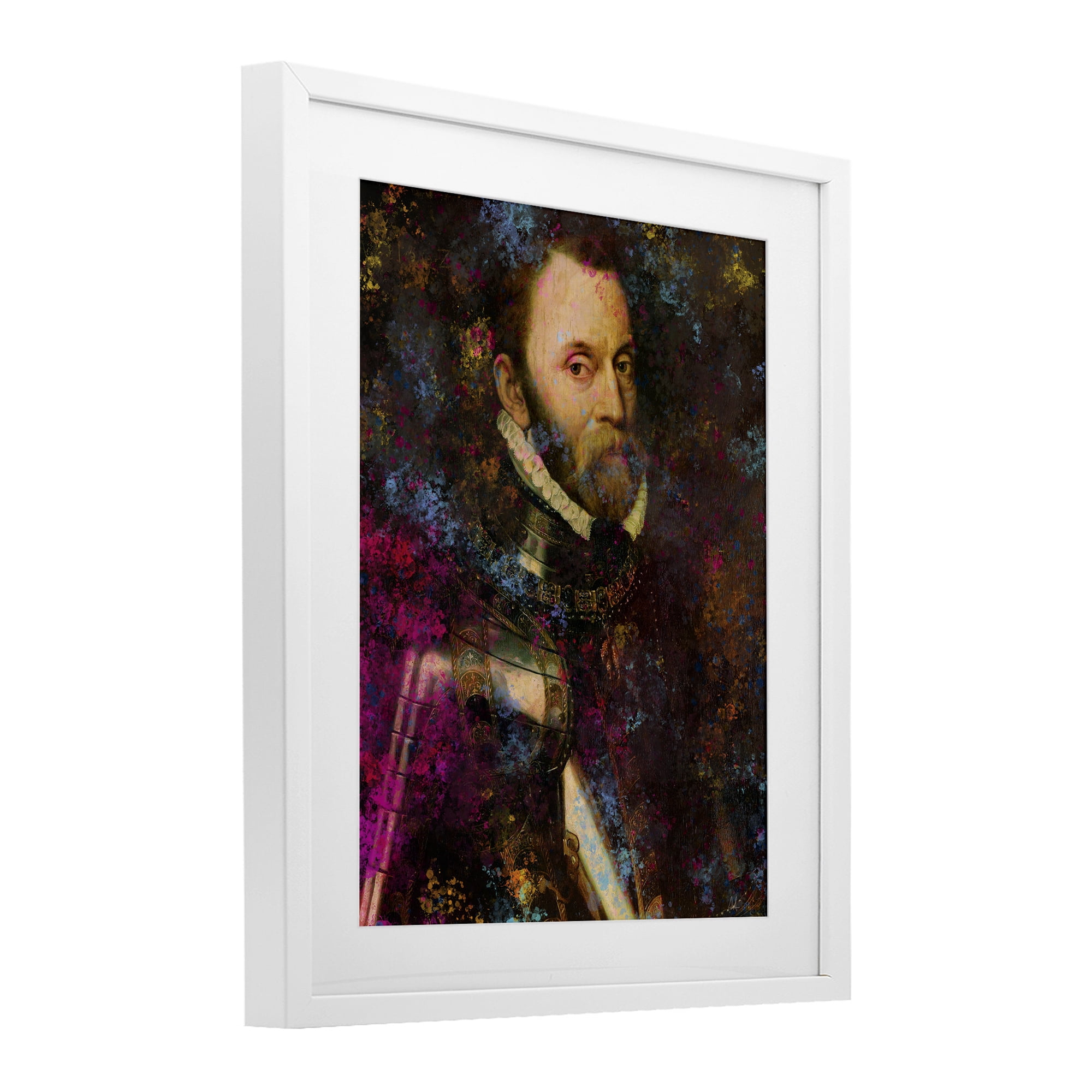 Stupell Industries Dappled Royalty Portrait White Framed Print Under Glass, design by Sarah Adams