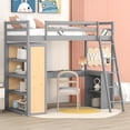 thumbnail image 3 of Aukfa Twin Loft Bed with Desk and Storage Shelves, Wood Loft Bed with Drawer for Kids, Teens - Gray, 3 of 8