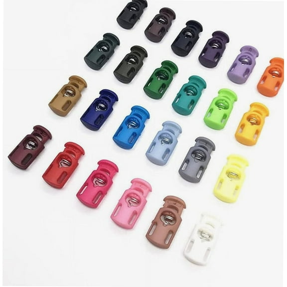 50PCS Plastic Cord Locks End Spring Stopper Fastener Toggles for Shoelaces Drawstrings Paracord Bags (Multicolor)
