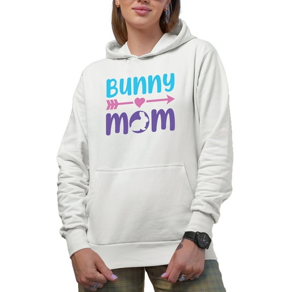Bunny Mom, Easter Day, White Hooded Sweatshirt or Hoodie, Small