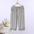 thumbnail image 3 of JTieacloth Men's Sleep Sets Mens Capris Over The Knee Thin Outfit Living Pants Loose Pajamas Home Pants Gray, 3 of 3