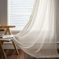 thumbnail image 2 of Firefly Hope 59x94 Inch Vintage French Country Lace Curtain 1 Panel, Light Filtering Privacy Semi Sheer Crochet Geometric Drapes with Tassels for Bedroom Living & Dining Room, White, 2 of 5