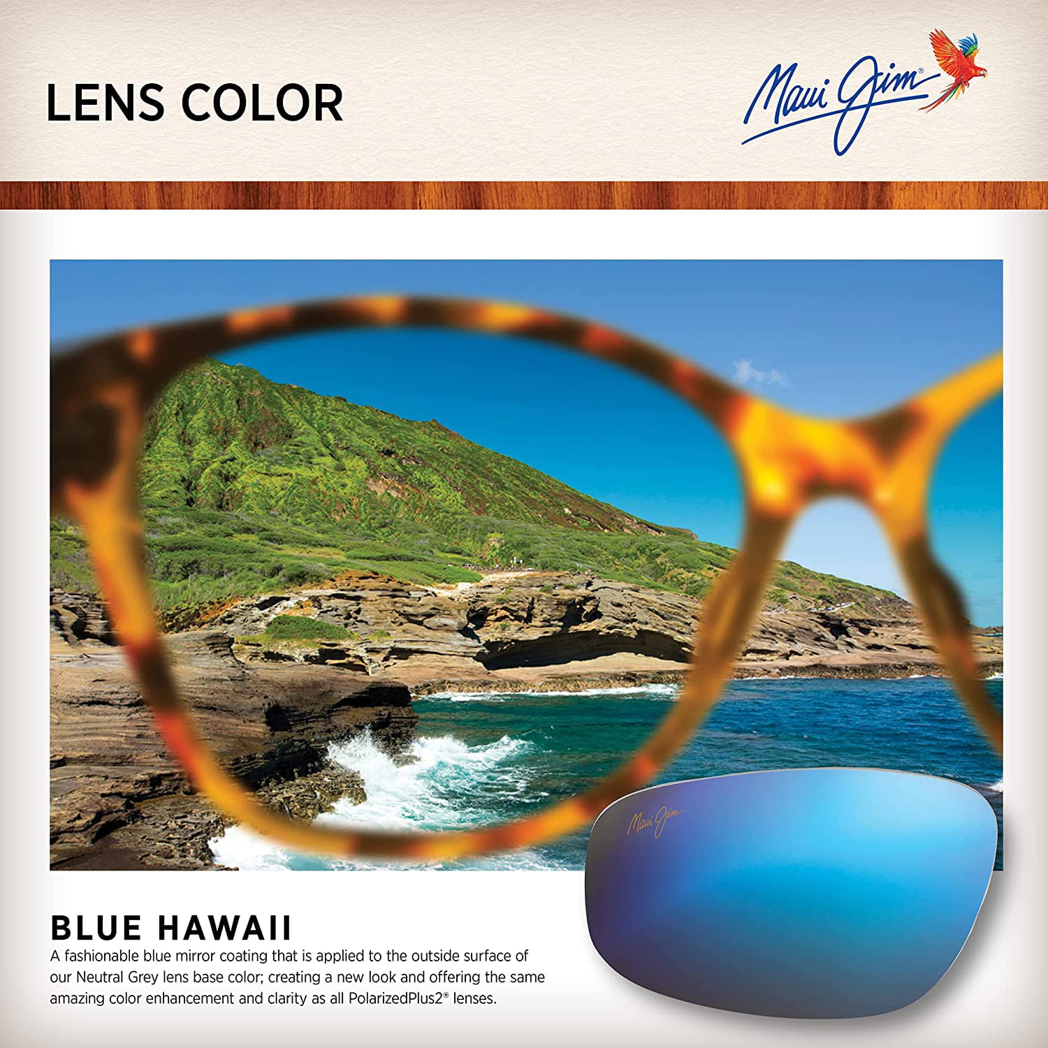 Maui Jim Nautilus Blue Hawaii Round Ladies Sunglasses B544N-11B 50