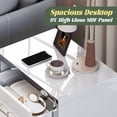 thumbnail image 6 of S-HOME Modern High Gloss Nightstand with Dual Drawers, Stylish Mirrored End Table for Bedroom & Dorm Rooms, Metal Handle, White, 6 of 12