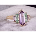 thumbnail image 3 of Amethyst Silver Gold Ring Engagement Art deco Baguette Moss Agate Bridal Wedding Gift, 3 of 3