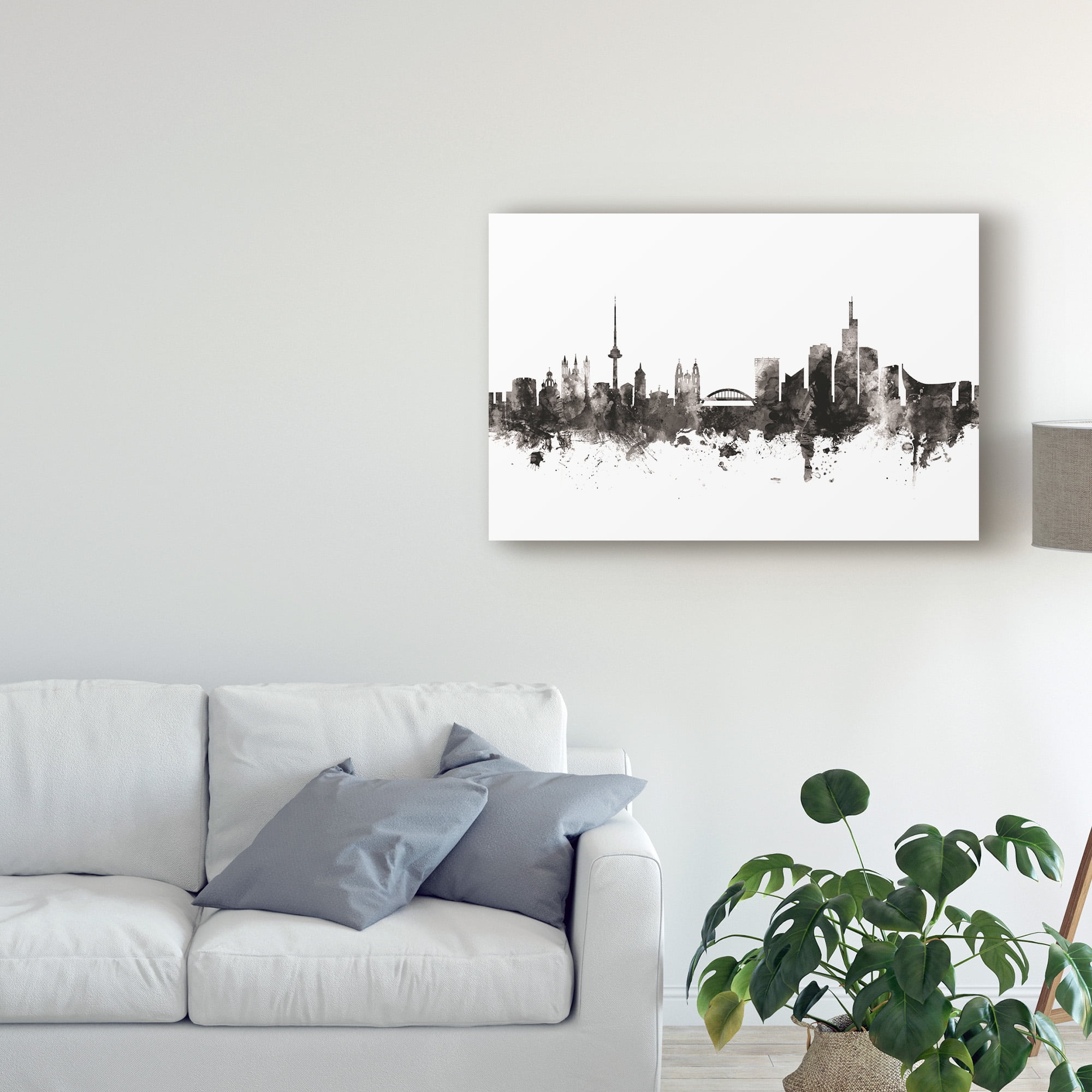 Trademark Fine Art 'Vilnius Lithuania Skyline Black White' Canvas Art by Michael Tompsett