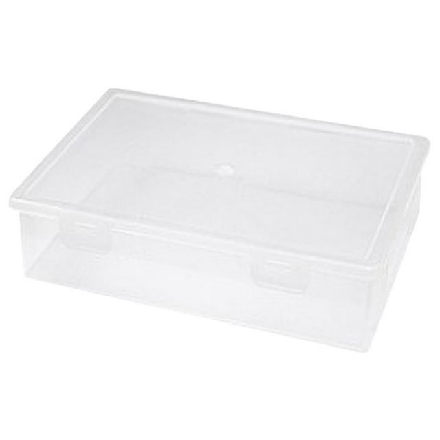 yulier Clear Plastic Storage Box Stackable Rectangular Empty Storage Case Container with Snap-Tight Lid, Documents Craft Sewing Supplies Organizer