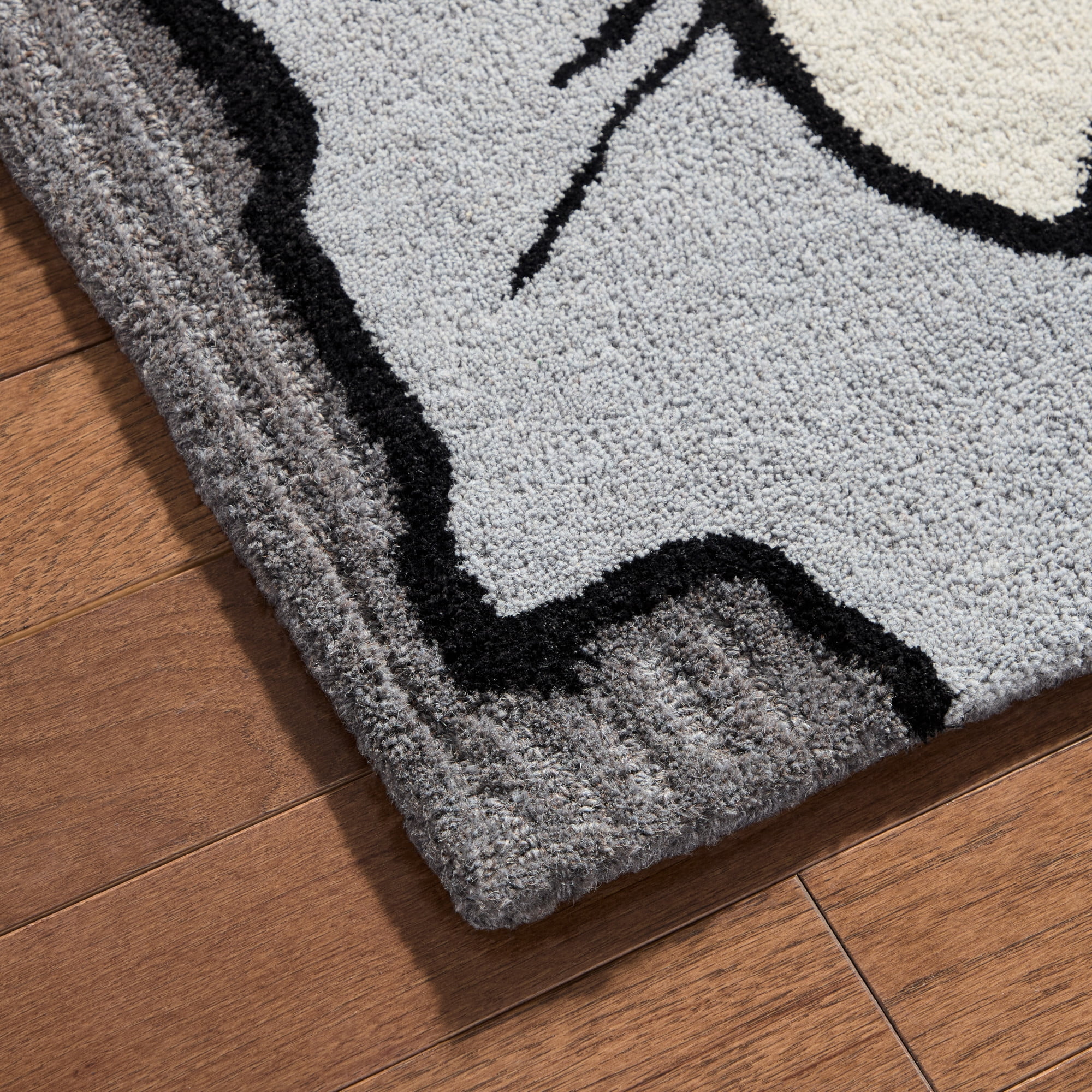 NICOLE MILLER NEW YORK Flora Grandeur Bloom Handcrafted Area Rug, Natural Wool Rug, Bold Floral Rug, Grey, 8'x10'