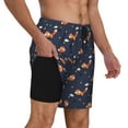 thumbnail image 2 of Kdxio Cartoon Fox Print Mens Swim Shorts with Mesh Lining, Breathable and Quick-Drying, Adjustable Waist, Privacy Pocket-3X-Large, 2 of 6