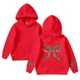 thumbnail image 2 of Byoo Little Girls Character Clothing Long Sleeve Solid Bow Print Hooded Pullover Sweatshirt Girls Oversized Casual Clothes, 2 of 4