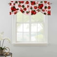 thumbnail image 2 of Tie Up Valances for Windows, Pink Strawberry Adjustable Valance Curtains Window Treatment for Living Room, Spring Floral Watercolor Summer Botanical Rod Pocket Kitchen Curtains & Drapes 42x12 Inch, 2 of 9