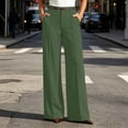 thumbnail image 2 of Htigea Women's Dress Pants Button High Waisted Work Trousers Solid Color Straight Leg Business Pant with Pockets Army Green S, 2 of 7