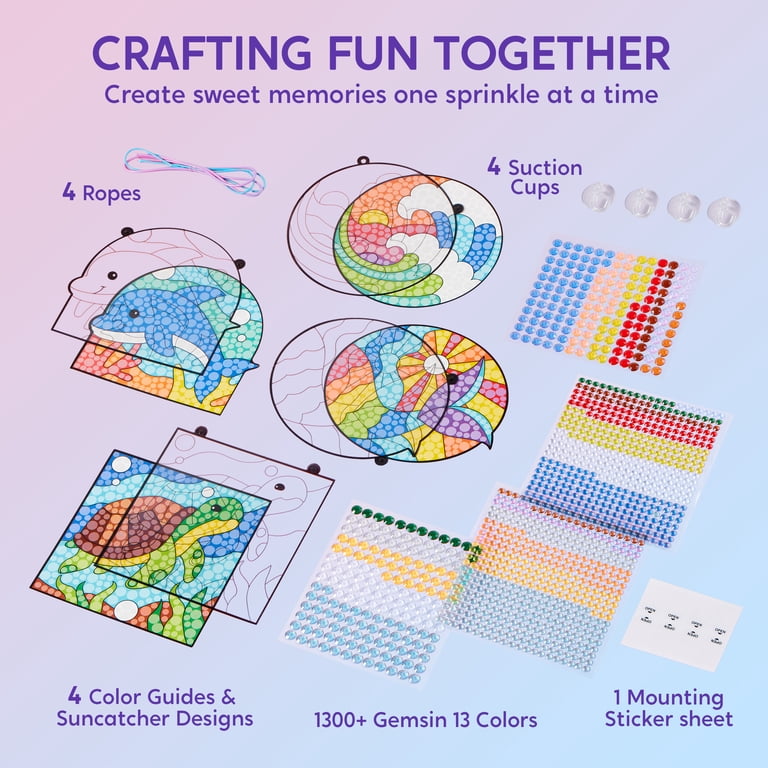 Joyfy 4-Piece Sea Creature Suncatcher Art & Craft Kit for Kids 6